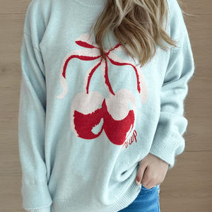 Cherry Round Neck Long Sleeve Sweater