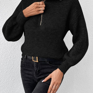 Honey Half Zip Dropped Shoulder Sweater