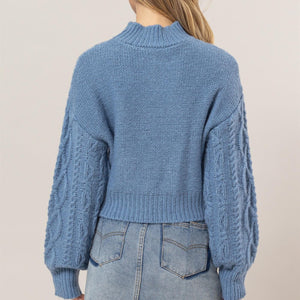 HYFVE Cable-Knit Mock Neck Dropped Shoulder Sweater