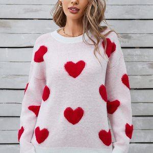 Angel Wings Heart Round Neck Long Sleeve Sweater