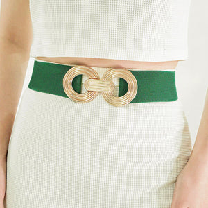 Geometric Buckle Elastic Wide Belt