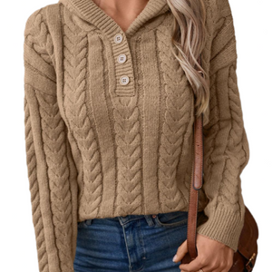 Cable-Knit Long Sleeve Hooded Sweater