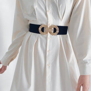 Geometric Buckle Elastic Wide Belt