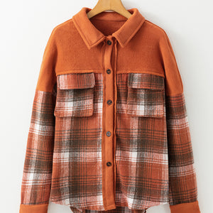 Plaid Button Up Long Sleeve Jacket