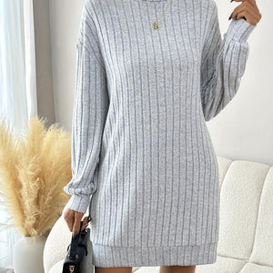 Turtleneck Dropped Shoulder Long Sleeve Mini Dress