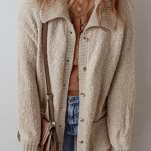 Pocketed Button Up Long Sleeve Cardigan