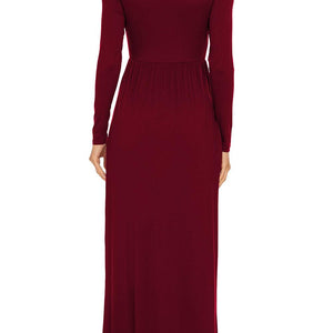 Round Neck Long Sleeve Pocketed Maxi Dress