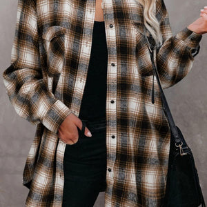 Full Size Plaid Collared Neck Long Sleeve Shirt