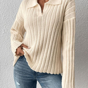 Johnny Collar Long Sleeve Sweater