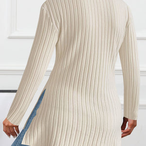 Ribbed Surplice Long Sleeve T-Shirt