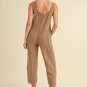 MABLE Sleeveless Knit Crop Jumpsuit with Pockets