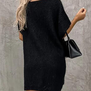 V-Neck Short Sleeve Sweater with Pockets