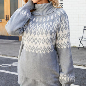 Turtleneck Lantern Sleeve Sweater