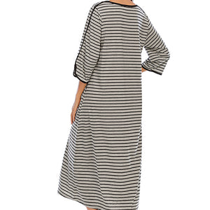 Round Neck Three-Quarter Sleeve Midi Night Dress