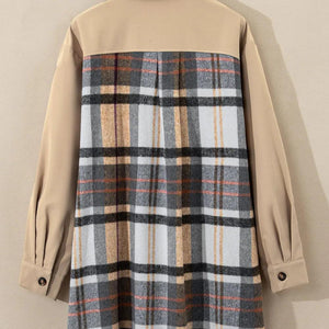 Pocketed Plaid Long Sleeve Mini Dress