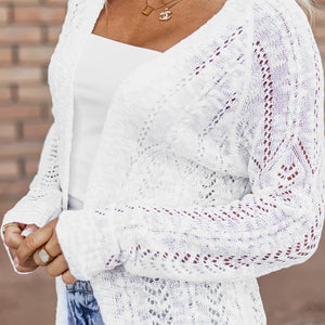 Openwork Open Front Long Sleeve Cardigan