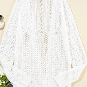 Openwork Open Front Long Sleeve Cardigan