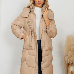 Long Sleeve Longline Hooded Winter Coat