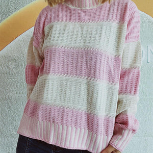 Contrast Round Neck Long Sleeve Sweater