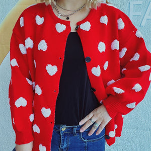 Heart Button Up Long Sleeve Cardigan