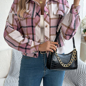 Plaid Button Up Long Sleeve Jacket