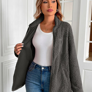 Ivy Lane Zip Up Long Sleeve Fuzzy Jacket