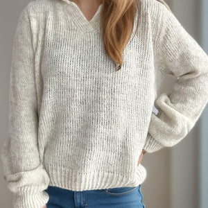 Collared Neck Long Sleeve Sweater