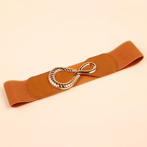 Ribbed Alloy Buckle Elastic Belt