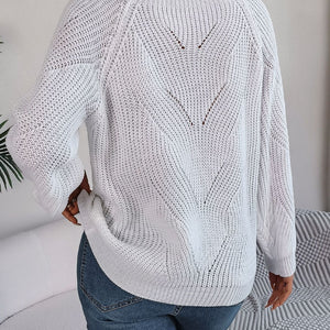 Openwork Buttoned Square Neck Sweater