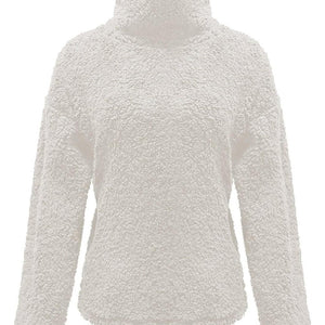 Fuzzy Turtleneck Long Sleeve Sweatshirt