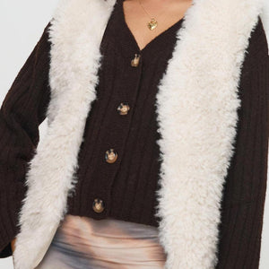 Fuzzy Open Front Vest Coat