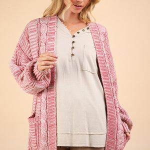 VERY J Cable Knit Open Front Cardigan