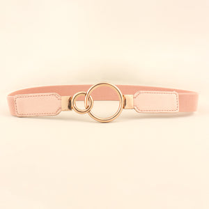 Double Ring Buckle Elastic PU Belt