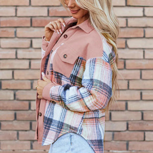 Plaid Button Up Long Sleeve Shacket