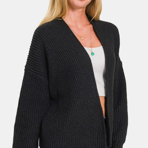 Zenana Open Front Drop Shoulder Sweater Cardigan