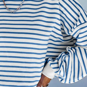 Striped Dropped Shoulder Long Sleeve Sweatshirt