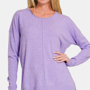 Zenana Front Seam Round Neck Sweater