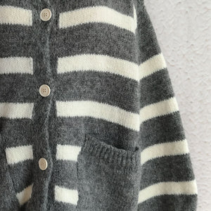 Striped Button Down Long Sleeve Cardigan