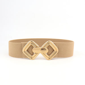 Geometric Buckle Elastic Wide Belt