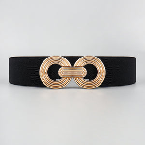 Geometric Buckle Elastic Wide Belt