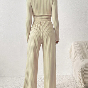 Honey Scoop Neck Long Sleeve Top and Pants Set