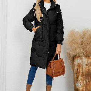 Long Sleeve Longline Hooded Winter Coat