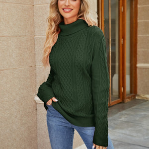 Cable-Knit Mock Neck Sweater