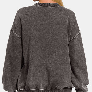 Zenana Full Size Acid Wash Fleece Long Sleeve Sweatshirt