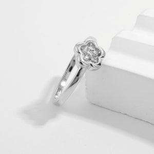 925 Sterling Silver Zircon Flower Ring