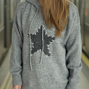 Drawstring Star Long Sleeve Hooded Sweater