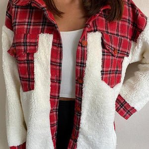 Fuzzy Button Up Long Sleeve Jacket