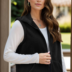 Zip Up Vest Coat with Pockets