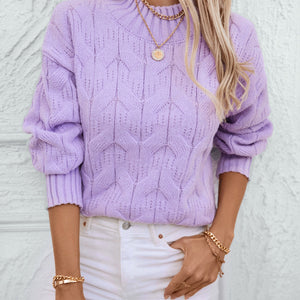 Cable Knit Mock Neck Long Sleeve Sweater