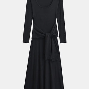 Basic Bae Tied Scoop Neck Long Sleeve Maxi Dress